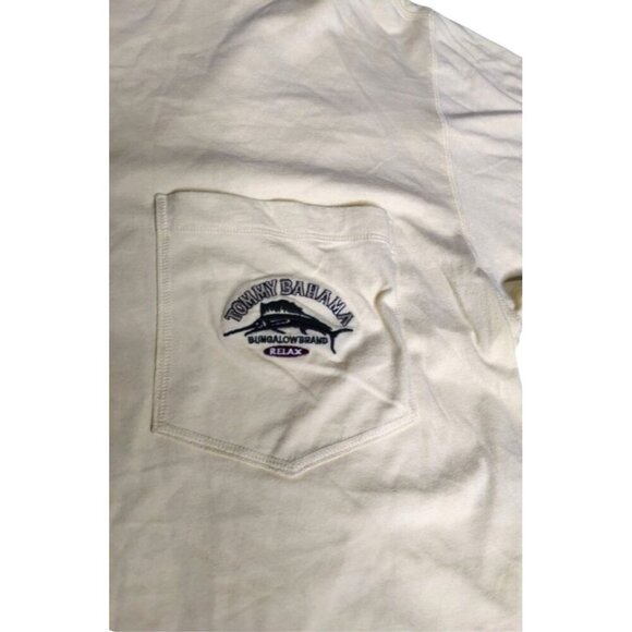 Tommy Bahama pocket Sailfish Yellow 100% Cotton T-shirt Size L - Picture 3 of 7